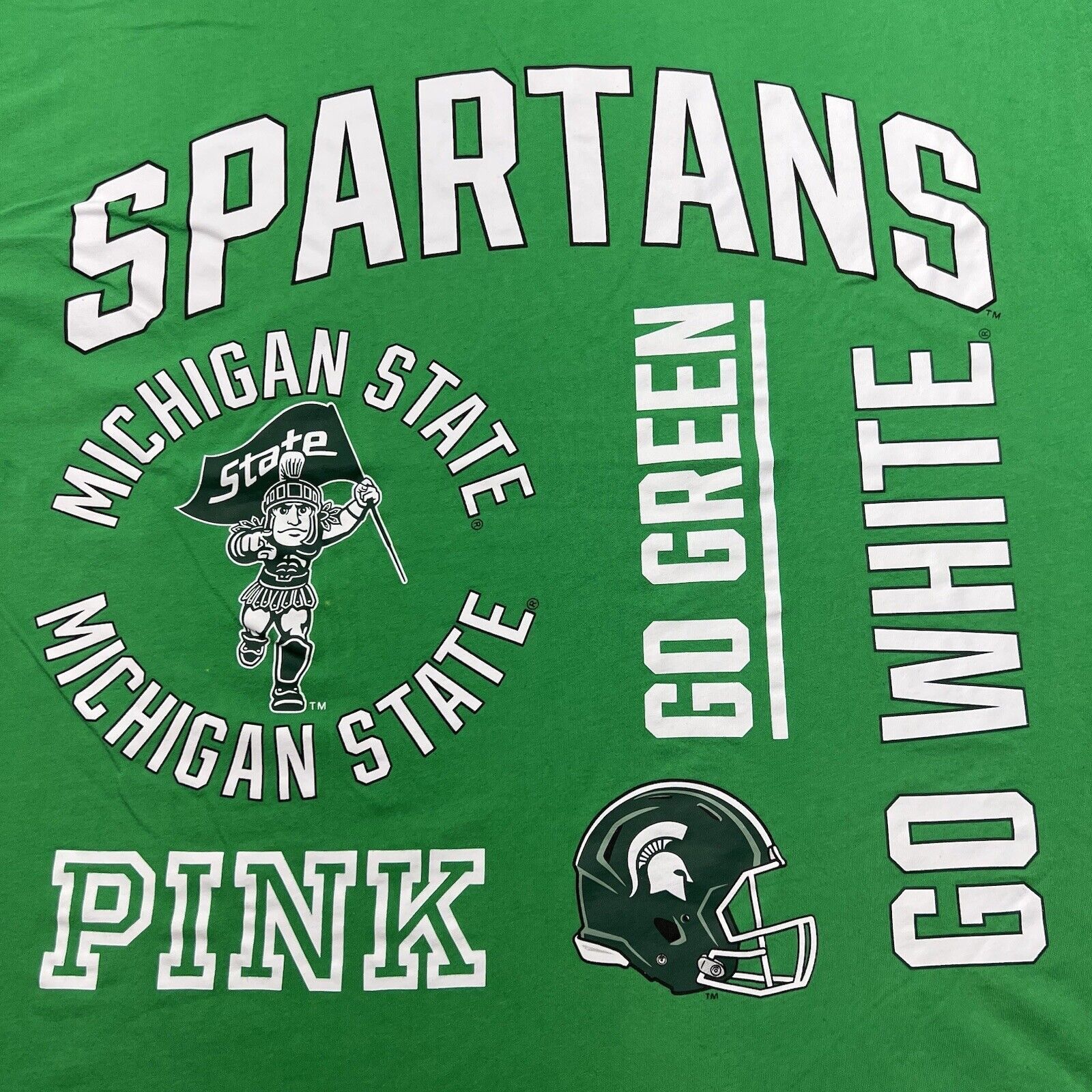 Victoria's Secret Victoria's Secret PINK Michigan Spartans Graphic T Shirt Size XS / US 0-2 / IT 36-38 - 2 Thumbnail