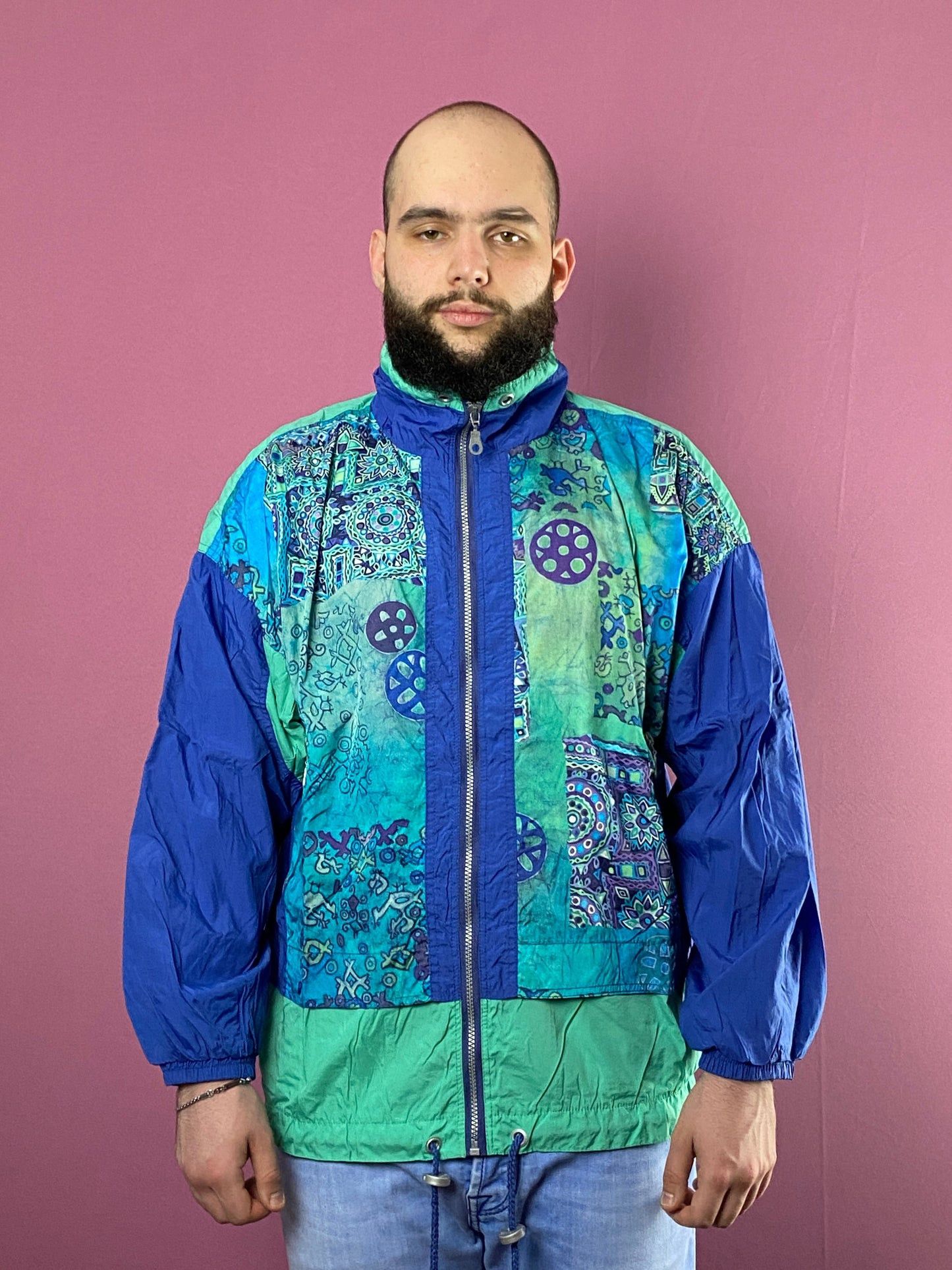 Vintage Sun Set Vintage Men's Abstract Print Windbreaker Jacket - M Size US M / EU 48-50 / 2 - 2 Thumbnail