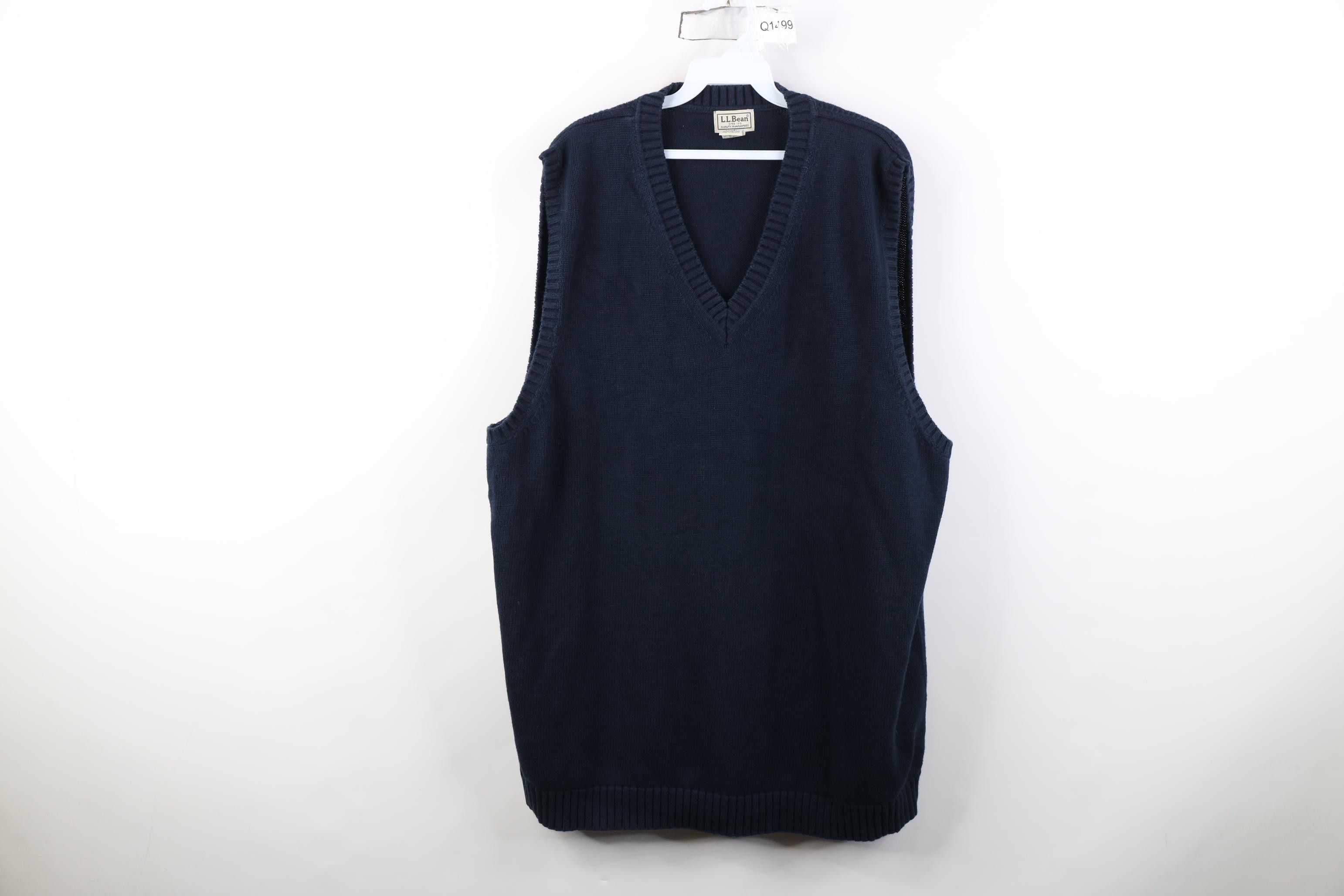 L.L. Bean Vintage 90s LL Bean Cotton Knit V-Neck Sweater Vest Blue Size US XXL / EU 58 / 5 - 1 Thumbnail