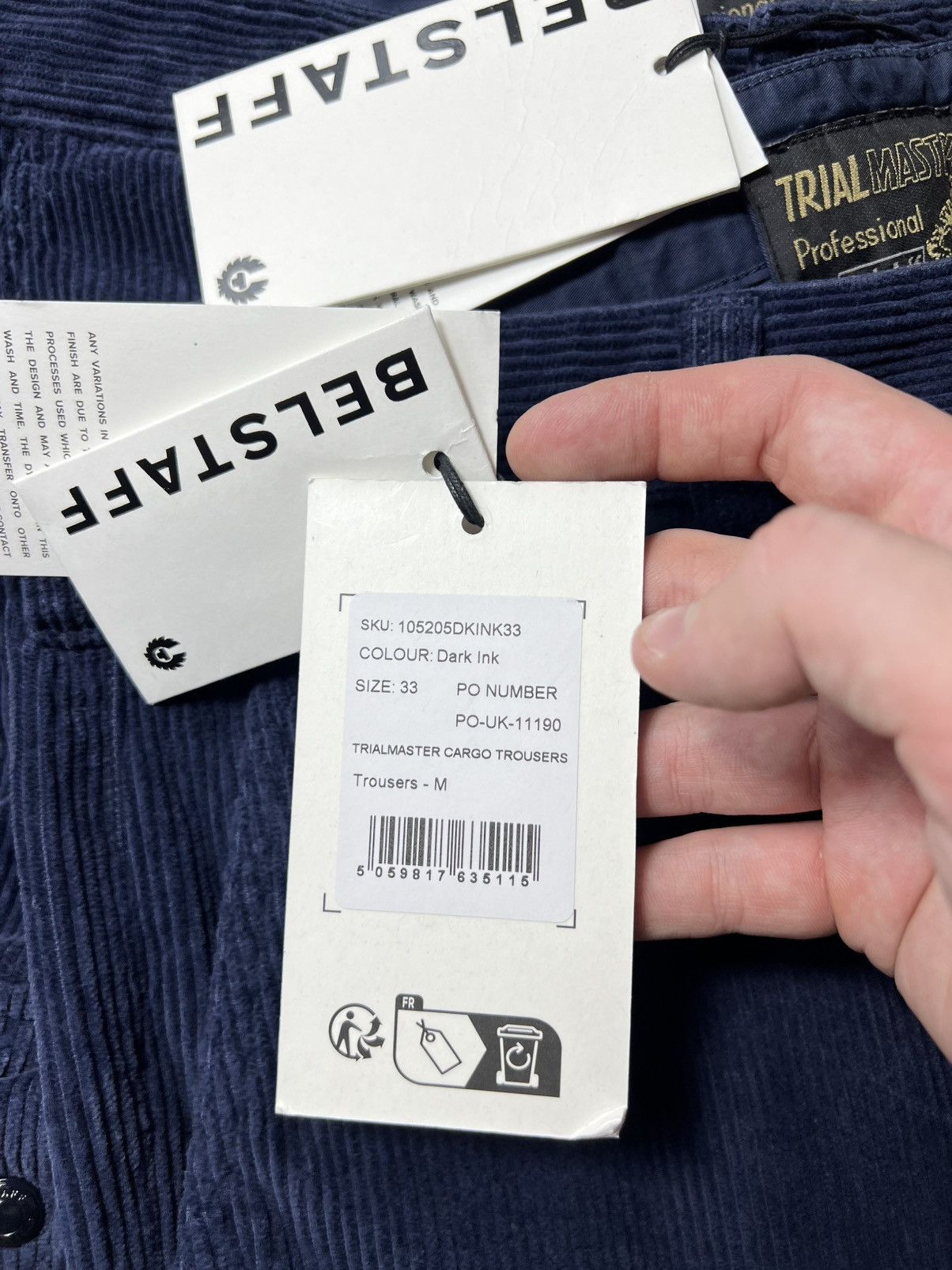 Belstaff NWT Belstaff Trailmaster Cargo Pants Military Corduroy Navy Size US 33 - 20 Thumbnail