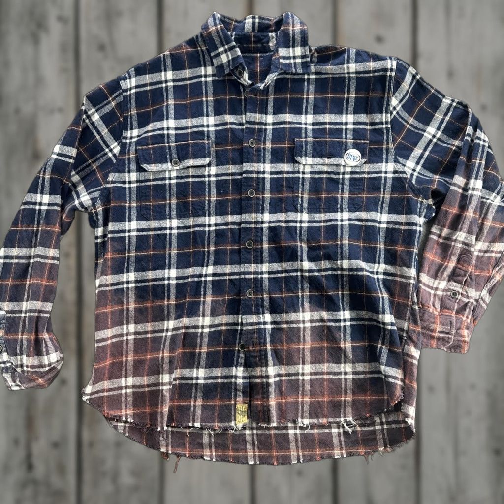VINTAGE Styx Band Shirt Men's Large Flannel Plaid Distressed 70s Rock Tour Retro Music