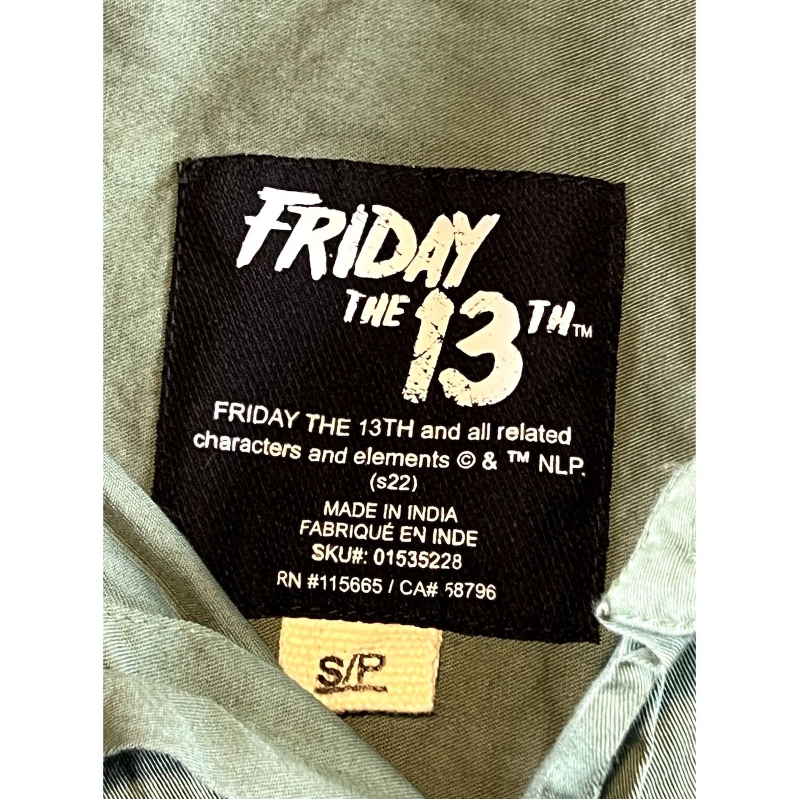 Vintage Friday The 13th Camp Crystal Lake Jason Work Shirt Vorhees | Size S | Green Cotton Twill Button-Up Shirt Mens Size US S / EU 44-46 / 1 - 5 Thumbnail