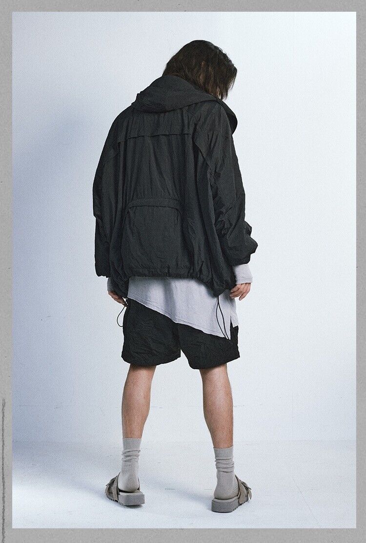 Japanese Brand D5OVE Metallic Black Technical Jacket Pleated Effect Size US XL / EU 56 / 4 - 14 Thumbnail