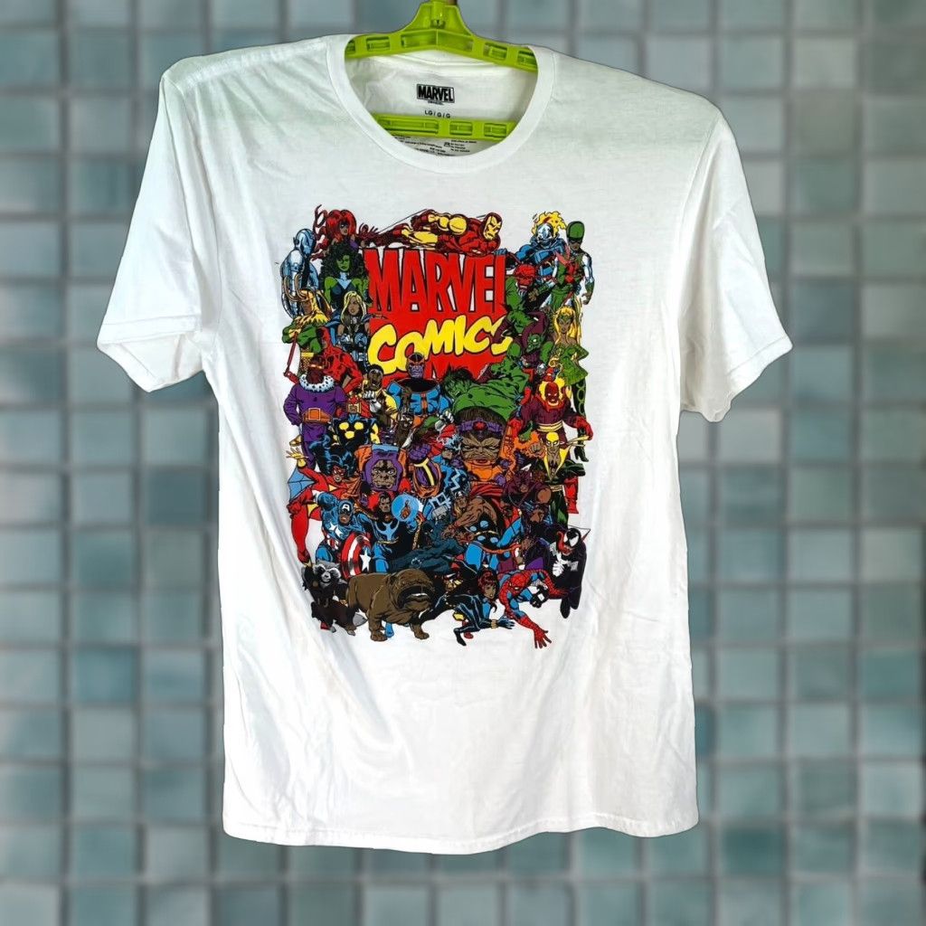 Vintage Marvel Comics Super Hero Graphic T-Shirt Men's White Large Captain America Iron Man Spider-Man Size US L / EU 52-54 / 3 - 1 Thumbnail