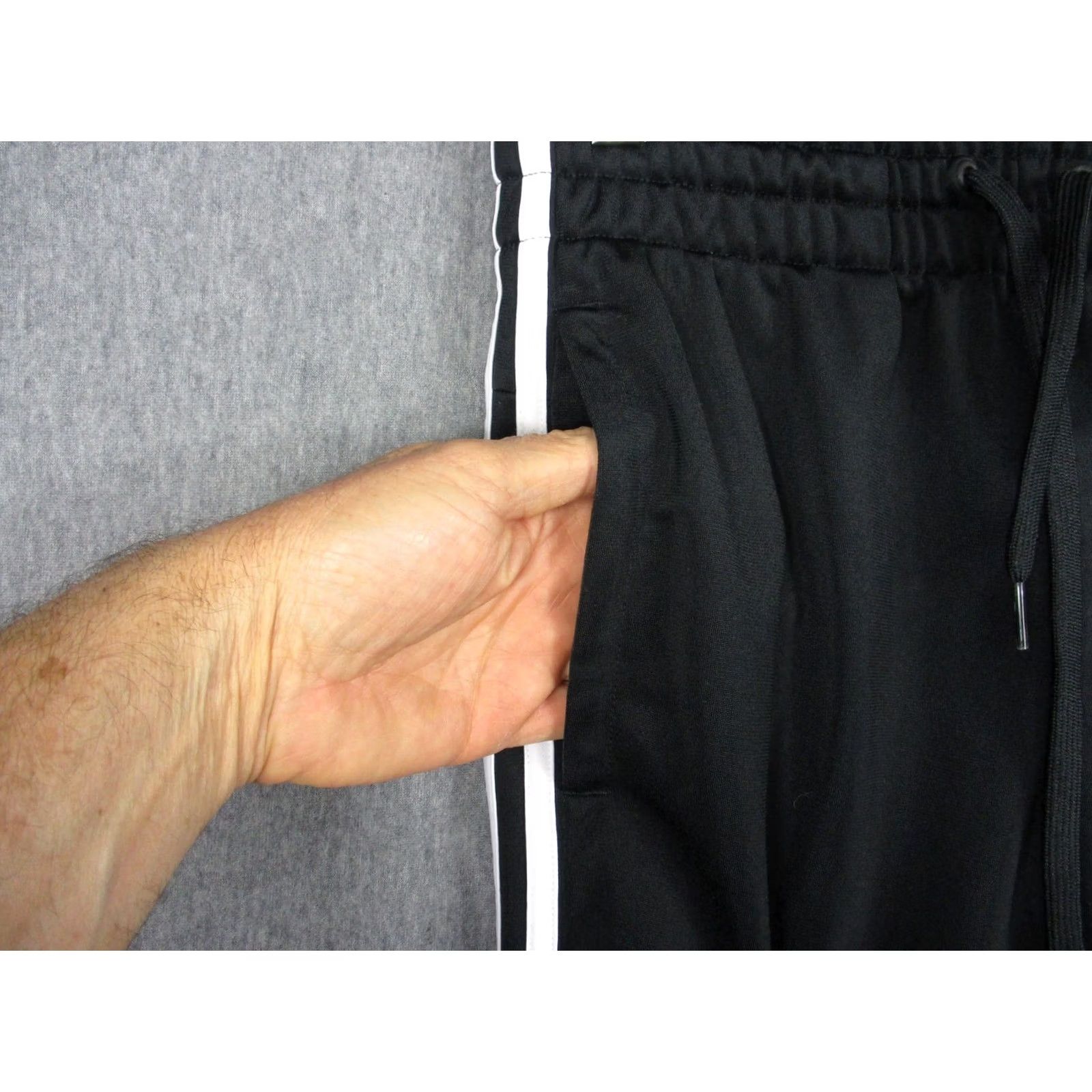 Adidas Adidas Track Pants Mens 27 Black 3-Stripes Elastic Waist Pockets Slim Athletic Size US 27 - 3 Thumbnail