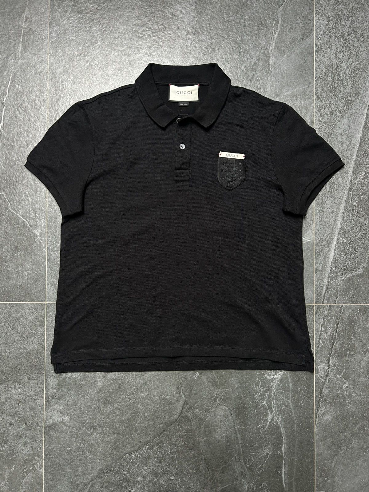 Gucci Gucci Pique logo patch polo shirt black luxury Size US XL / EU 56 / 4 - 1 Thumbnail