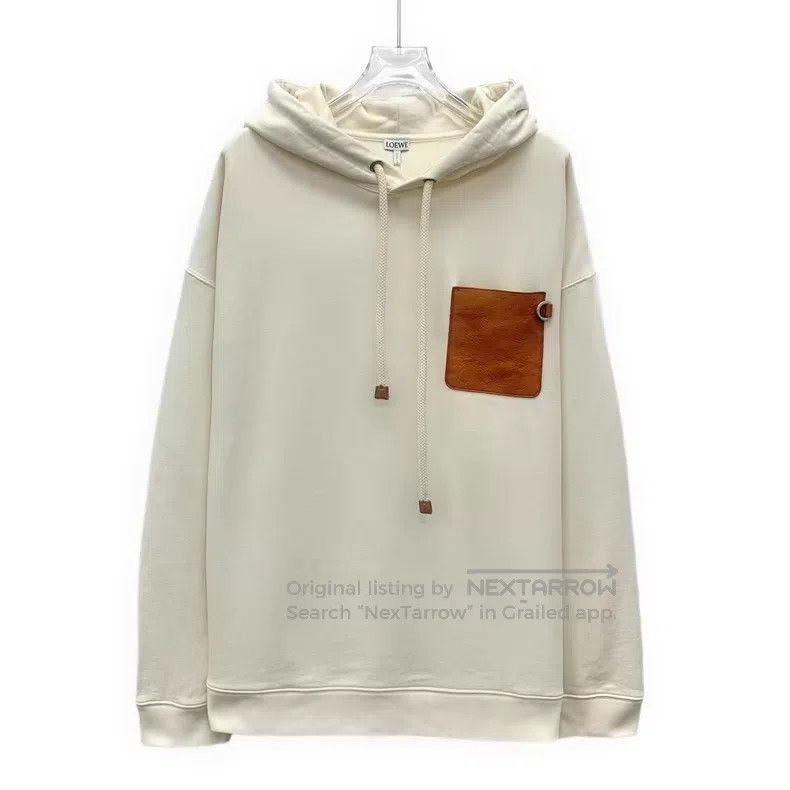 Loewe Loewe Beige logo embossed cotton hooded drawstring long-sl Size US M / EU 48-50 / 2 - 1 Thumbnail