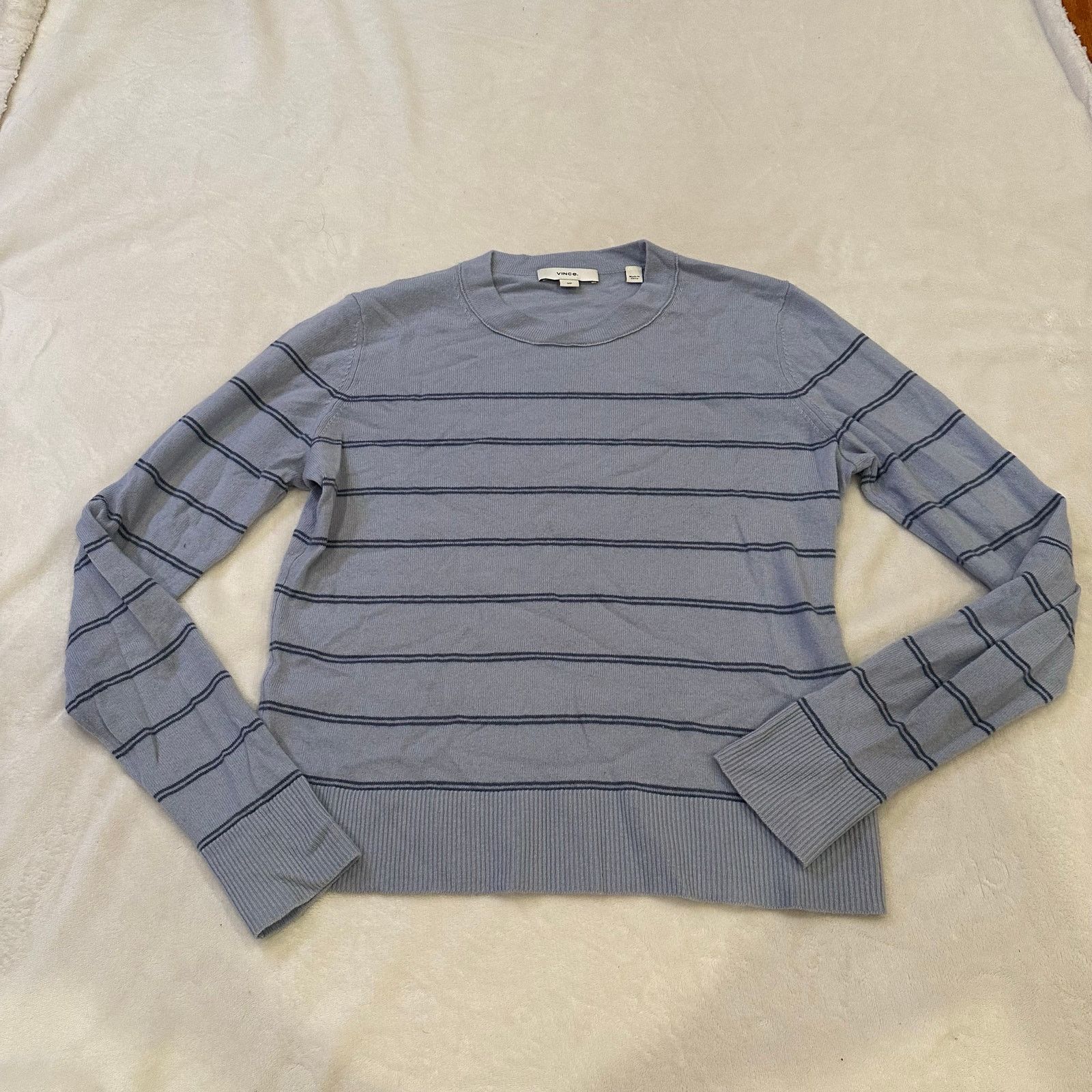 Vince Vince Blue Striped Wool Cashmere Sweater sz S Size S / US 4 / IT 40 - 2 Thumbnail
