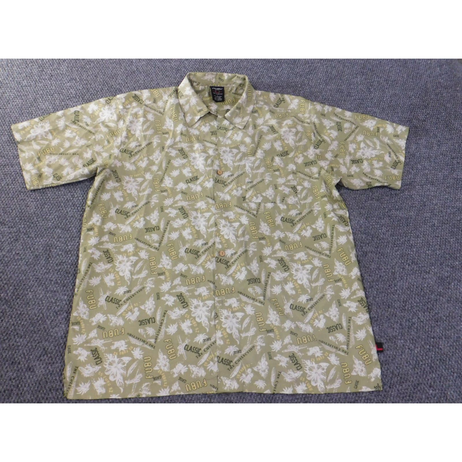 Fubu FUBU Shirt Button-Up Floral Green 90s Mens L Size US L / EU 52-54 / 3 - 2 Thumbnail