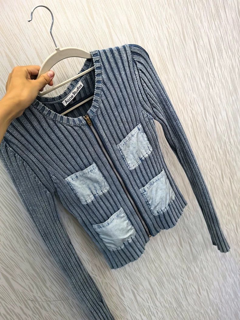 Acne Studios Acne Studios Denim Pocket Zip Cardigan - dmc Size US XS / EU 42 / 0 - 1 Thumbnail
