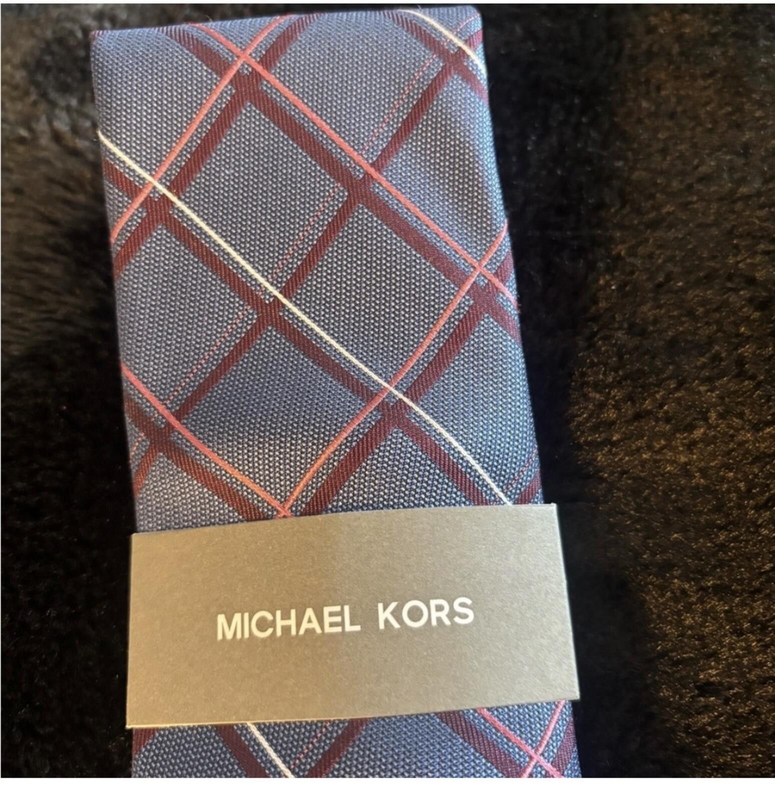 Michael Kors ( Michael Kors) Blue and Red Plaid Men's Tie Size ONE SIZE - 1 Thumbnail