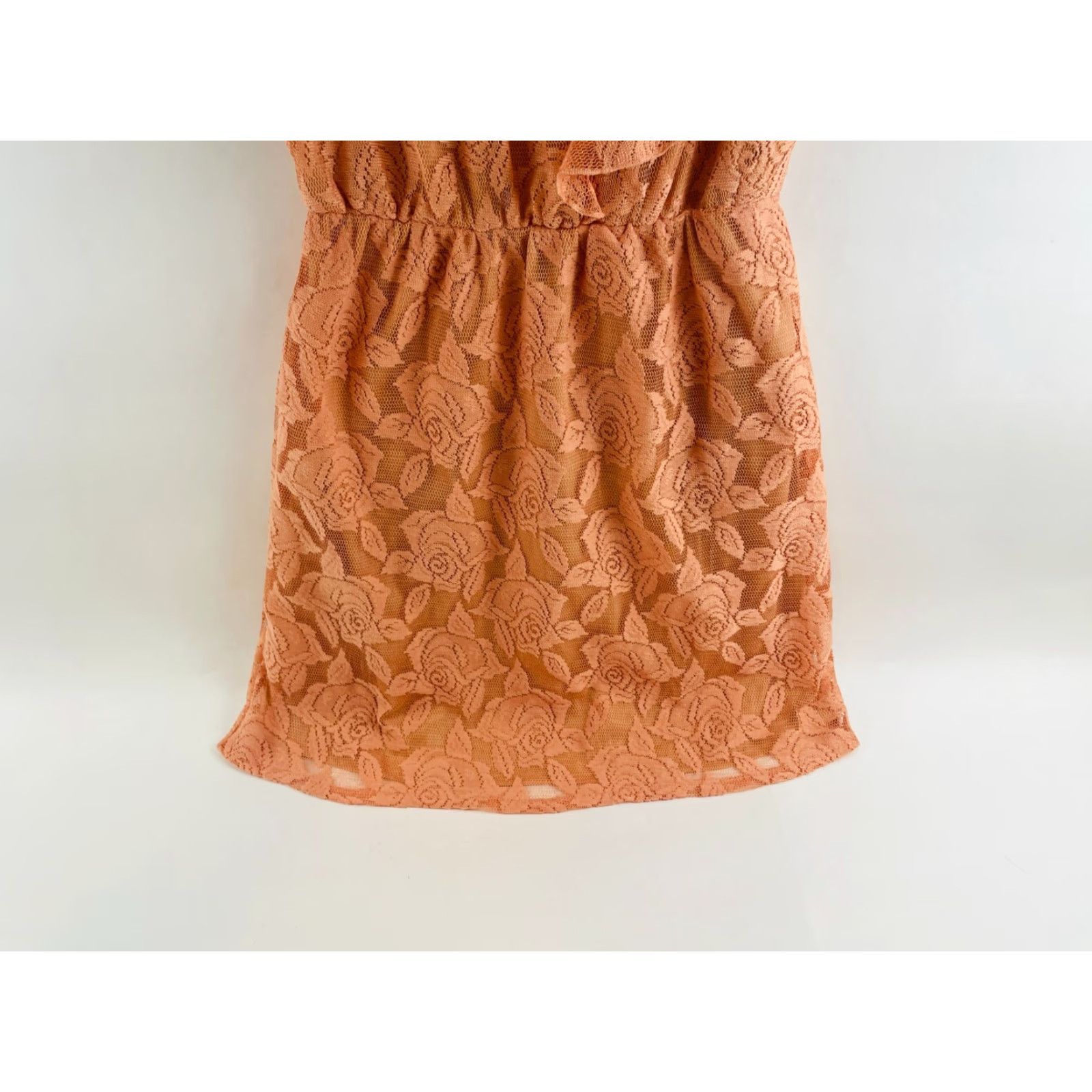 Vintage Maurices Dress Women's M peach Floral Lace Fit & Flare Above the Knee Size M / US 6-8 / IT 42-44 - 3 Thumbnail