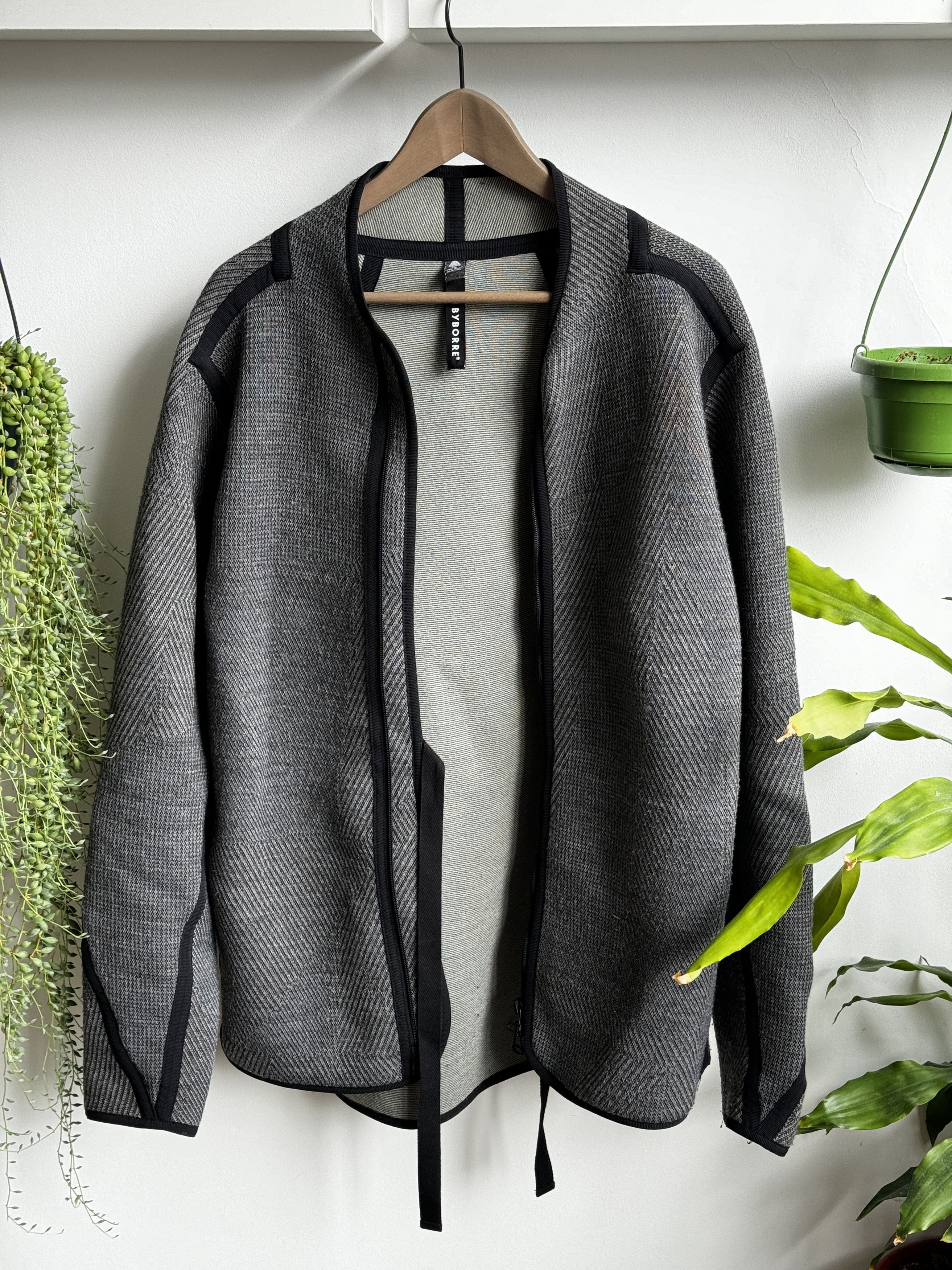image of Byborre F-Type Merino Wool 3D Knit Bomber Jacket in Lead, Men's (Size Medium)