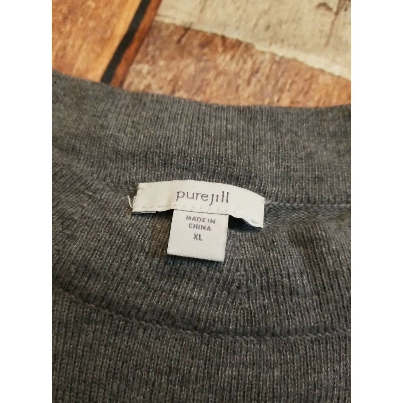 J. Jill Womens XL J. Jill Gray Tunic Pullover Sweater Knit Kangaroo Pocket Mock Neck Long Sleeve Casual Size XL / US 12-14 / IT 48-50 - 2 Thumbnail