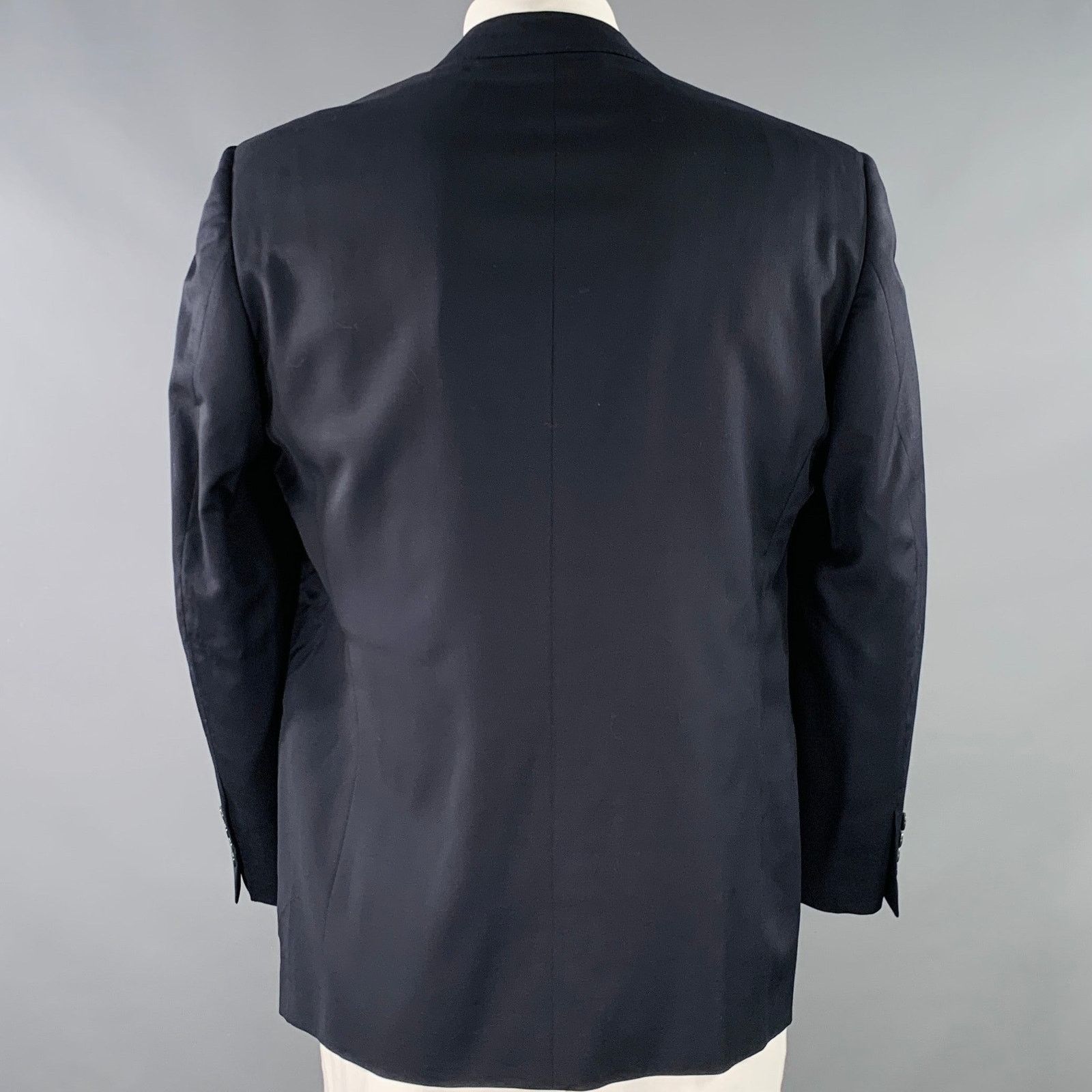 Ermenegildo Zegna ERMENEGILDO ZEGNA Size 44 Navy Wool Notch Lapel Sport Coat Size 44R - 3 Thumbnail