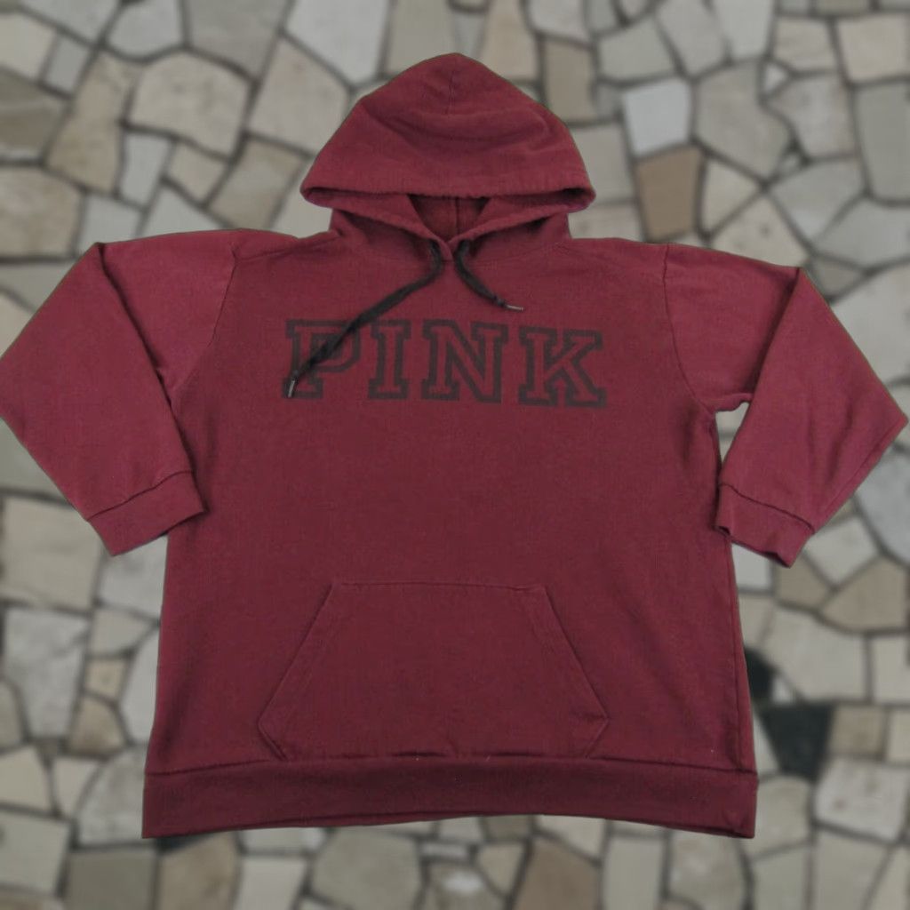 Victoria's Secret VINTAGE Victoria's Secret PINK Hoodie Shirt Womens Medium Red Pullover Sweatshirt Logo Knit Hooded Pockets 90s 00s Womens Size M / US 6-8 / IT 42-44 - 1 Thumbnail