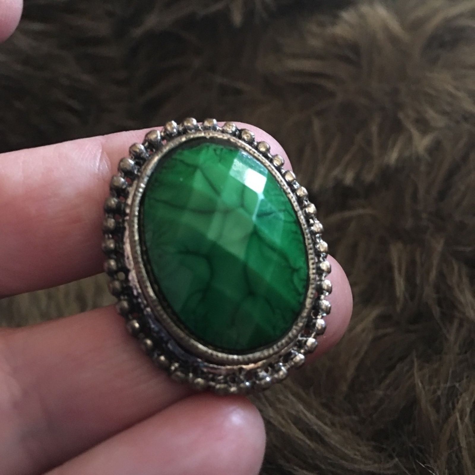 Vintage Vintage faceted veined glass adjustable ring Size ONE SIZE - 4 Thumbnail