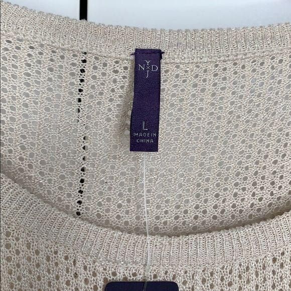 NYDJ NYDJ Womens Sand Dollar Knit Top L Lightweight Beige Short S Size L / US 10 / IT 46 - 3 Thumbnail