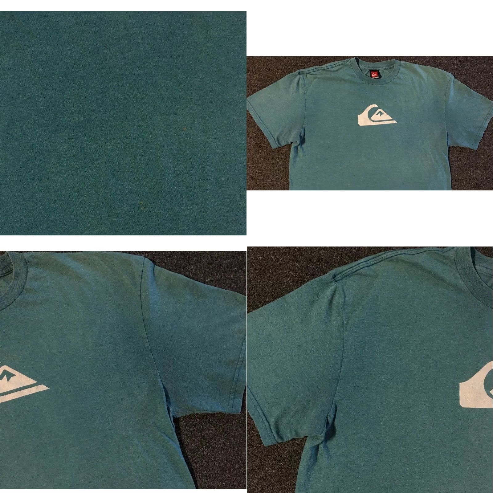 Billabong VINTAGE Quiksilver Faded Distress Shirt XL Surf Skate Grunge Gotcha 90s Y2K TC T-Shirt Mens XL Green Blue Beach Ocean Pattern Striped Graphic Tee Size US XL / EU 56 / 4 - 8 Thumbnail