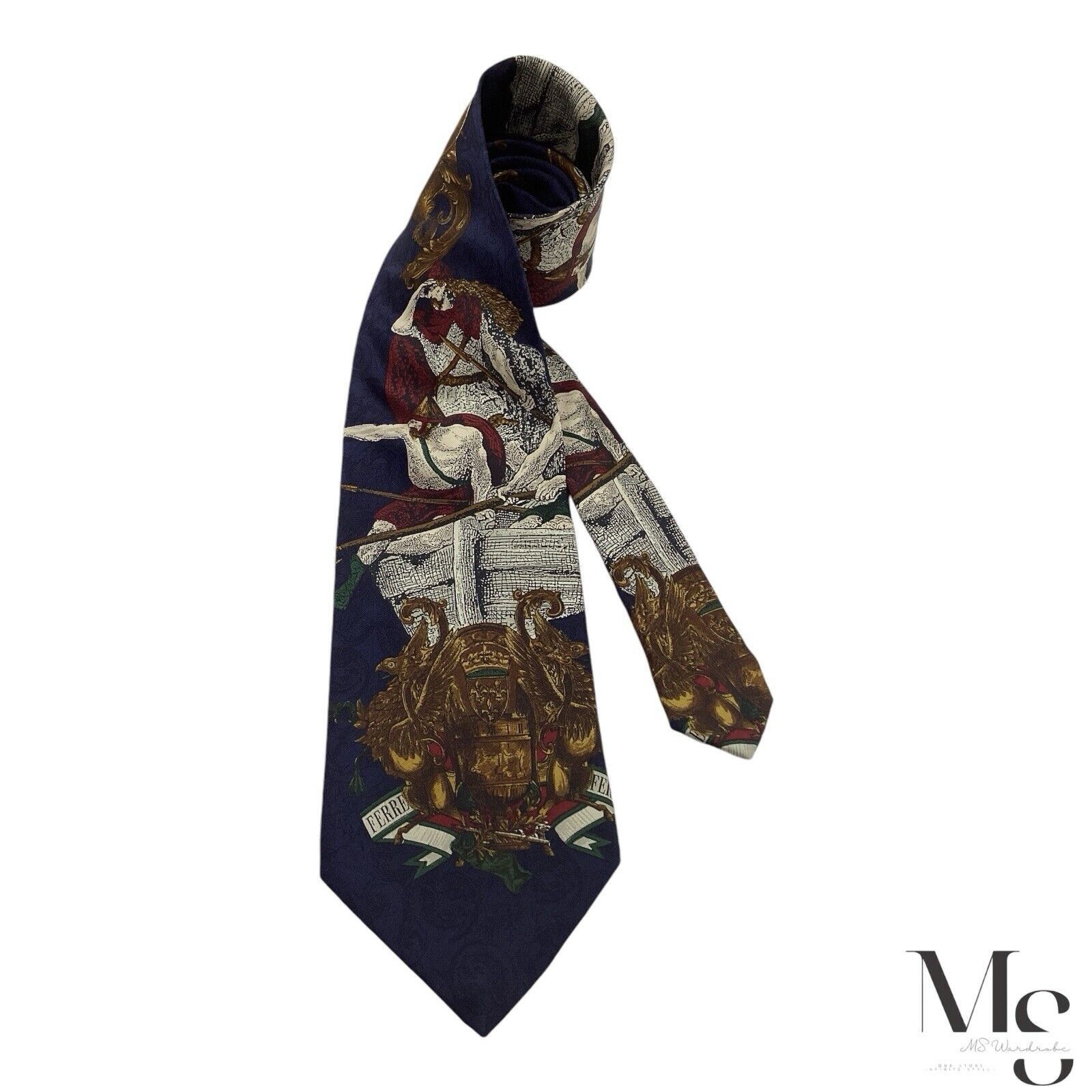 Gianfranco Ferre GIANFRANCO FERRE Blue Medieval Silk Tie Made In Italy W: 4" Size ONE SIZE - 1 Thumbnail