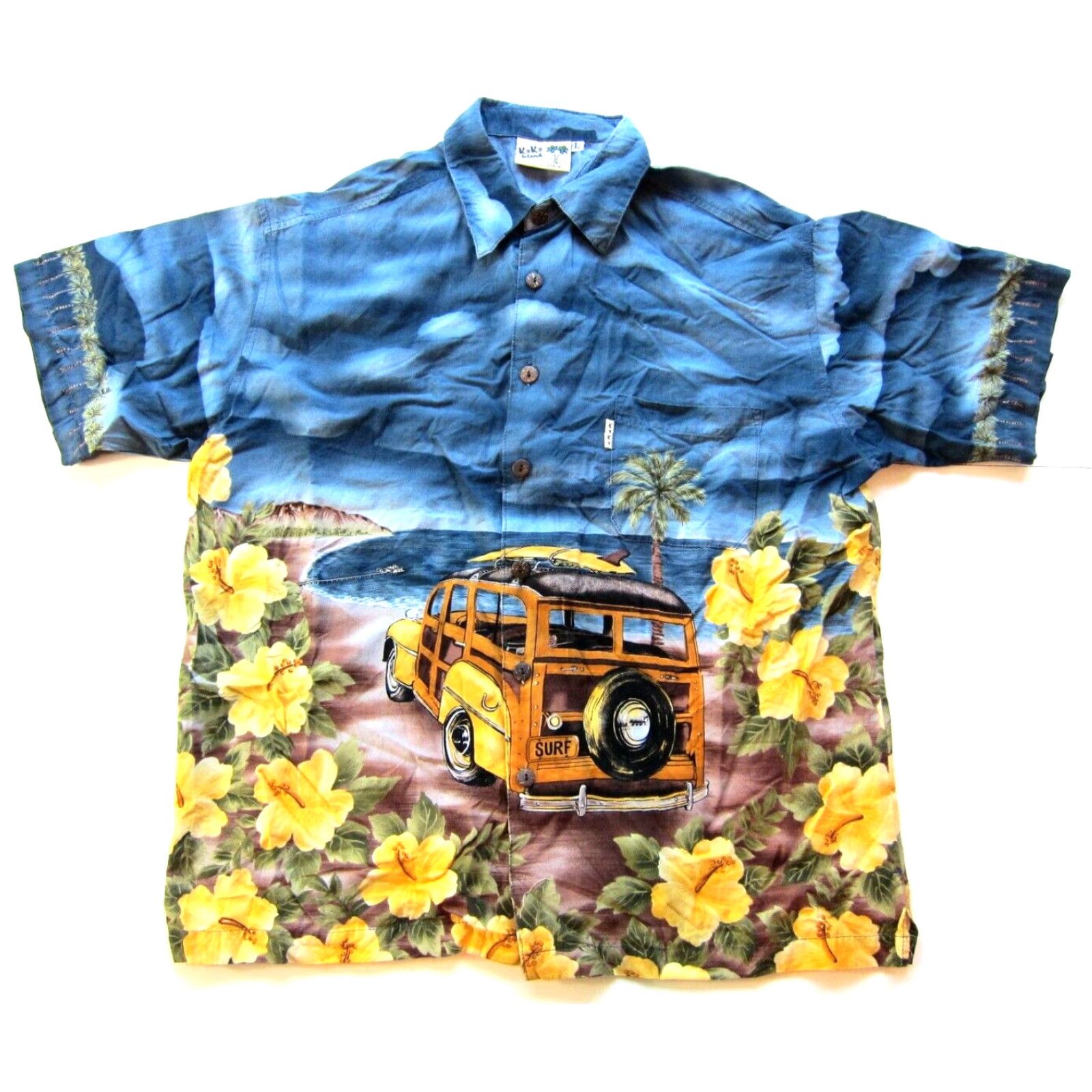 Vintage Vtg Koko Island Hawaiian Shirt L Mens Blue Floral Short Sleeve Button-Up Collared 55% cotton 45% rayon Size US L / EU 52-54 / 3 - 2 Thumbnail