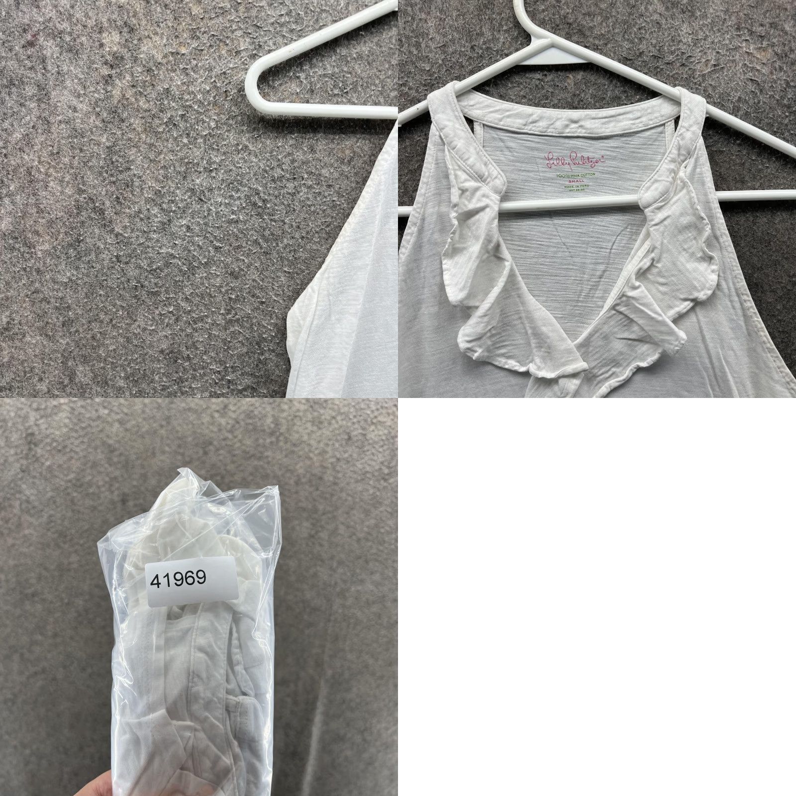 Lilly Pulitzer Lilly Pulitzer Tank Top Womens Small White Ruffle Halter Pima Cotton Jersey Size S / US 4 / IT 40 - 8 Thumbnail