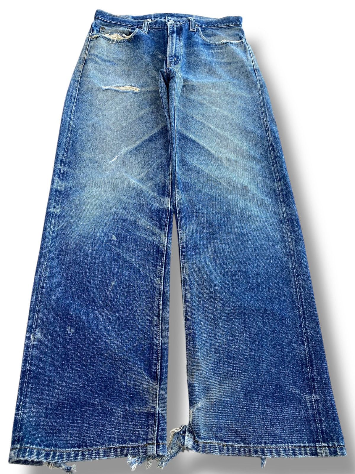 Sugar Cane Blue Wash Whiskered Style Straight Leg Jeans