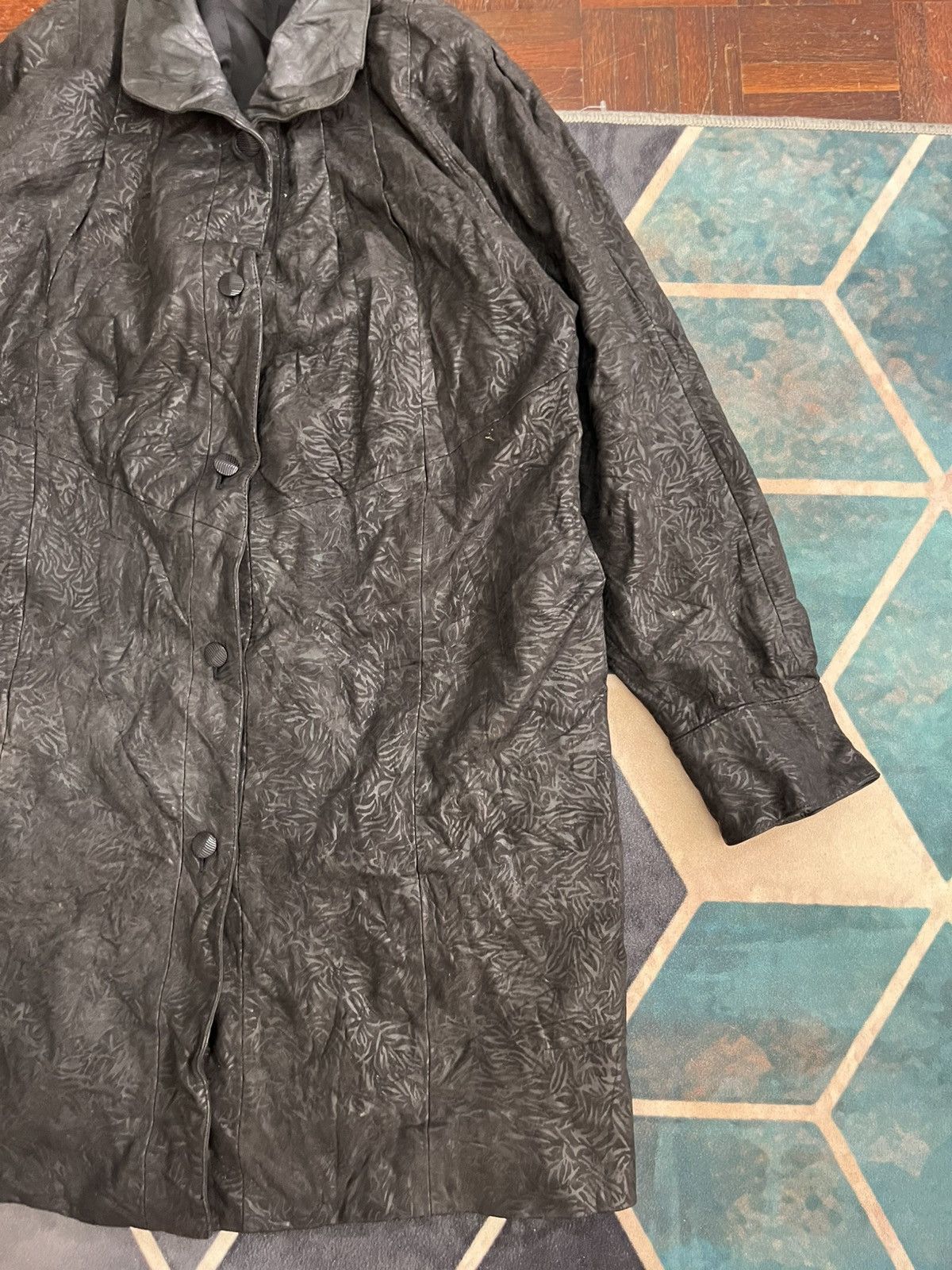 Genuine Leather 💥TRUE VINTAGE 80s Unbrand Leather Heavy Jackets Fullprinted Size L / US 10 / IT 46 - 3 Thumbnail