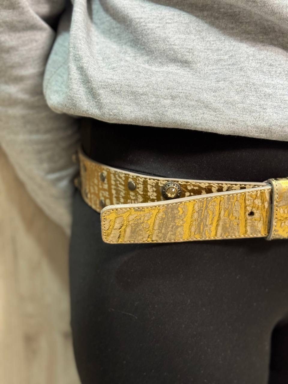 POST ARCHIVE FACTION (PAF) VTG Cowboy Style Leather Belt Gold Y2K 00s USA Hype Trend Size ONE SIZE - 3 Thumbnail