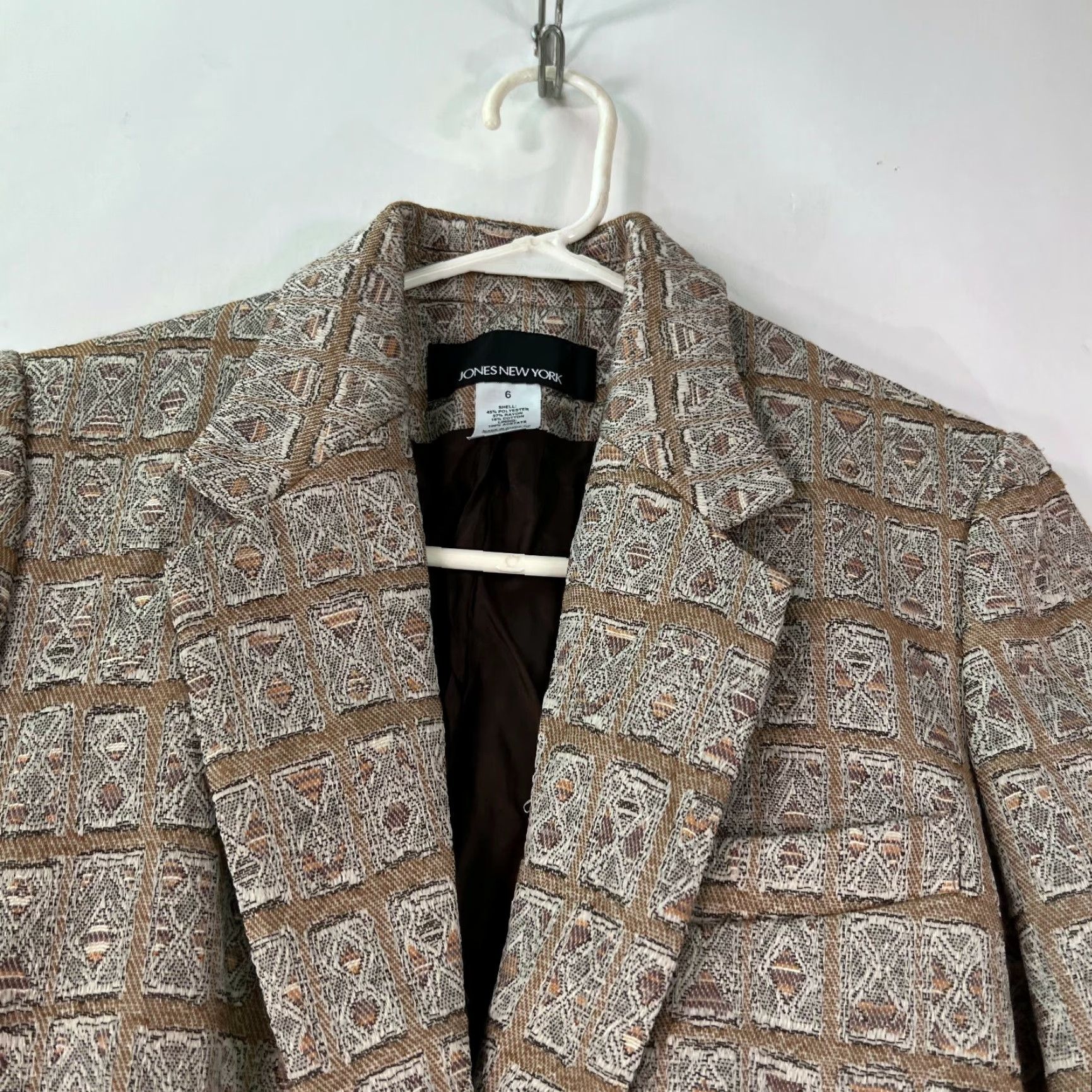 Jones New York Jones New York Womens Blazer Jacket Multicolor Plaid Sz 6 Long Sleeve Notch Collar Single-Breasted Professional Casual Classic Suit Jacket Mujeres? Size M / US 6-8 / IT 42-44 - 3 Thumbnail