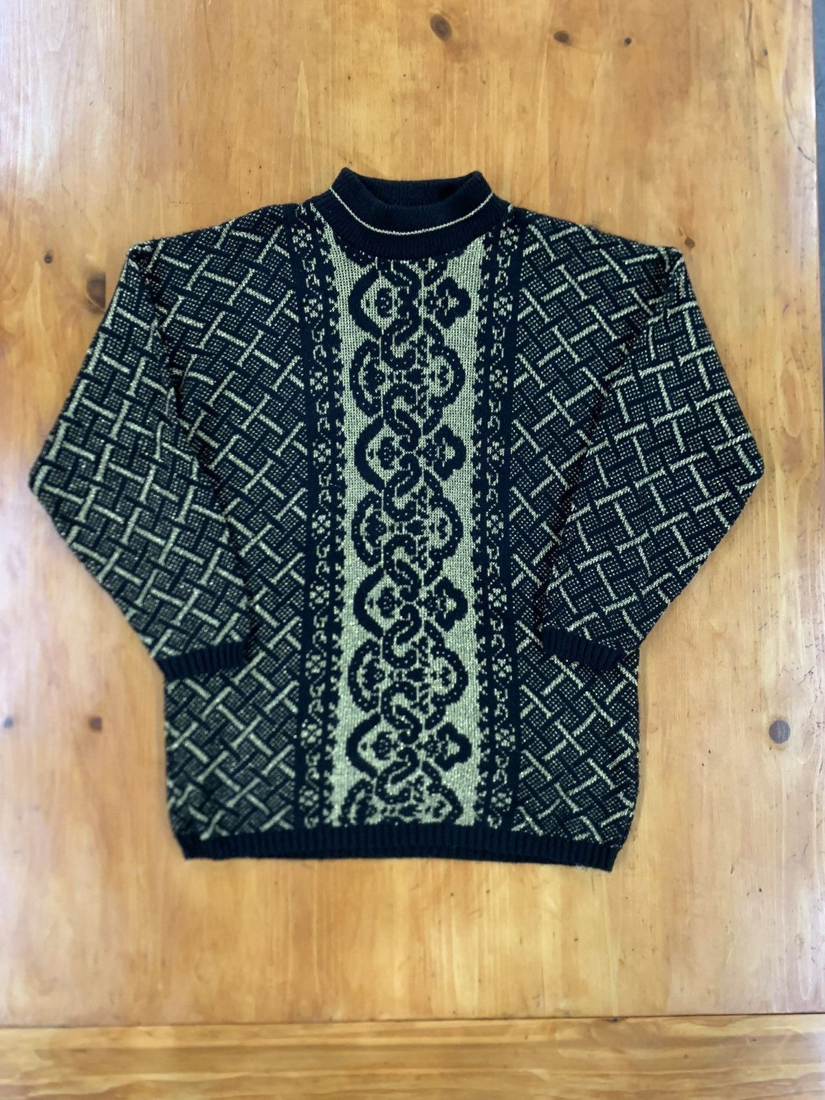 Vintage Dana Scott Gold Garland Cross Knit Size US S / EU 44-46 / 1 - 1 Thumbnail