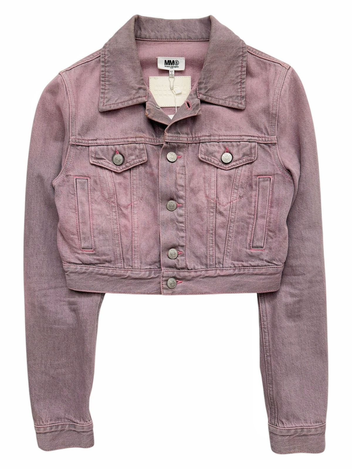 Maison Margiela Faded Cropped Pink Denim Jacket Size XS / US 0-2 / IT 36-38 - 5 Thumbnail