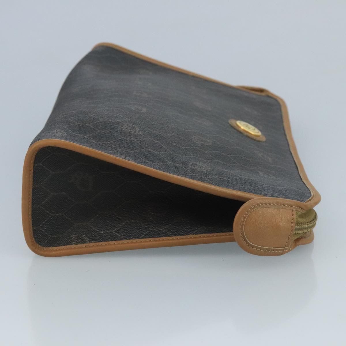 Dior DIOR Honeycomb Canvas Clutch Bag Leather Black Gold Size ONE SIZE - 3 Thumbnail