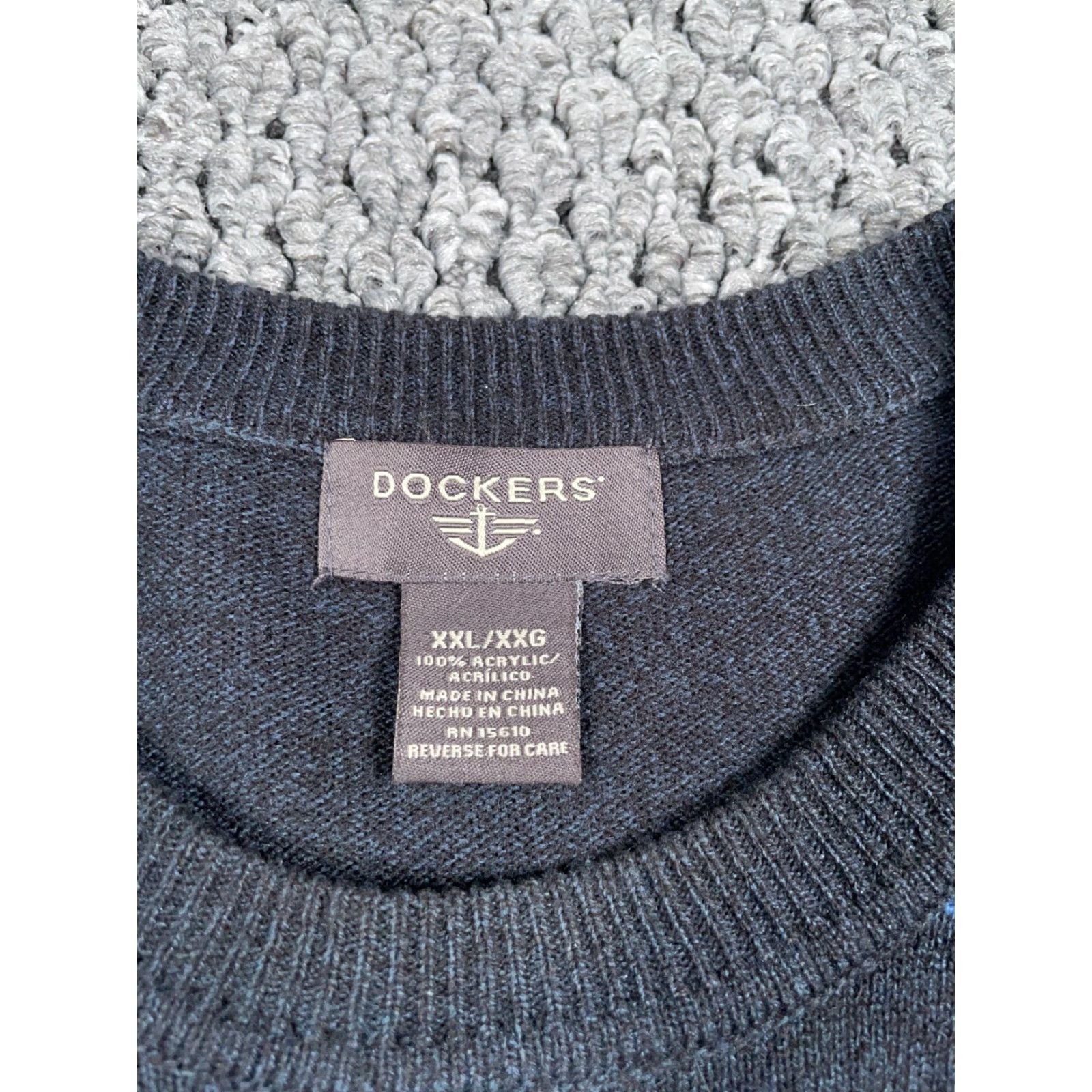 Dockers DOCKERS Argyle Sweater Adult 2XL Dark Gray Lightweight Knit Crew Neck Mens Size US XXL / EU 58 / 5 - 3 Thumbnail