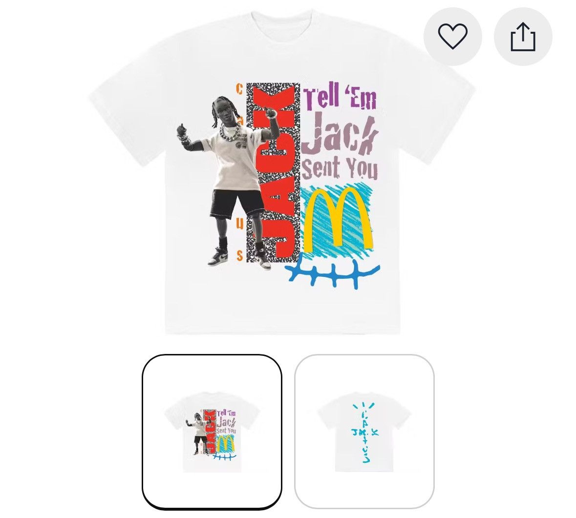 Travis Scott Travis Scott Cactus Jack x Mcdonald’s Jack Smile Tee Size US M / EU 48-50 / 2 - 3 Thumbnail