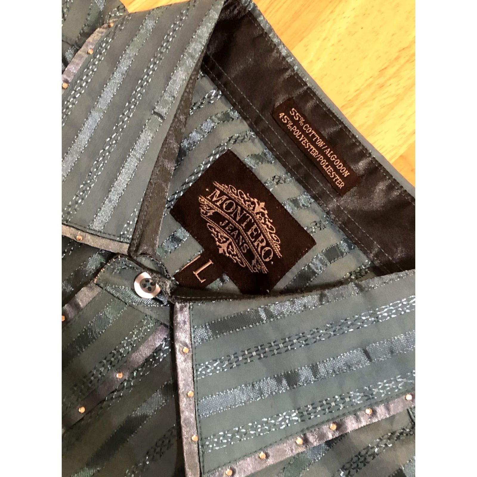 Vintage VINTAGE Montero Jeans Shirt Long Sleeve Button Western Style Embroidered Mens Sz L Size US L / EU 52-54 / 3 - 4 Thumbnail