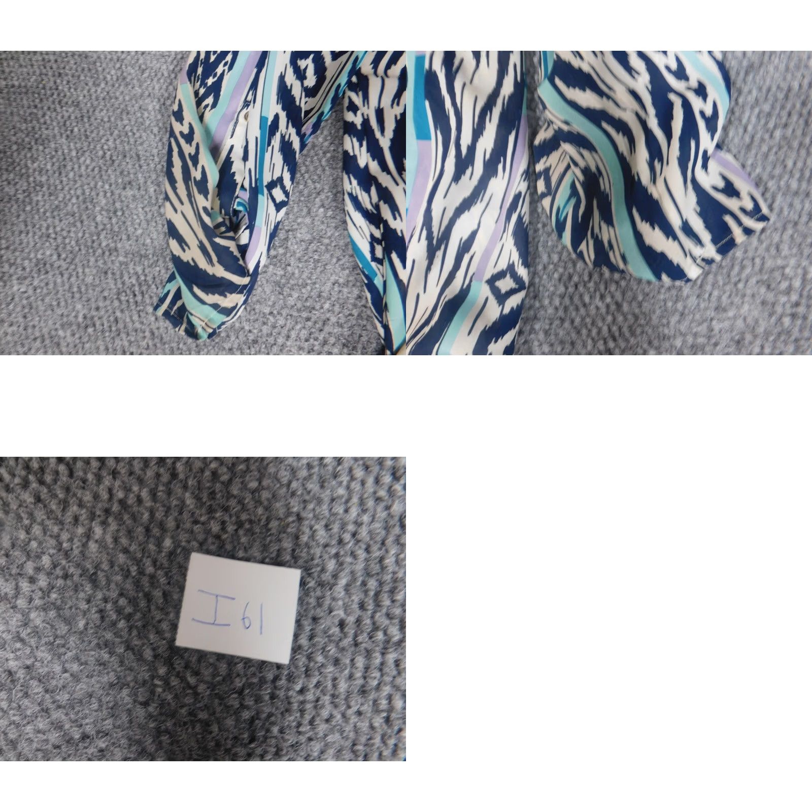 Vintage Riley & James Womens Blouse XL Blue Button Down Casual Long Sleeve Crew Neck Geometric Rayon Polyester Stretch Regular Vintage: No Size XL / US 12-14 / IT 48-50 - 9 Thumbnail