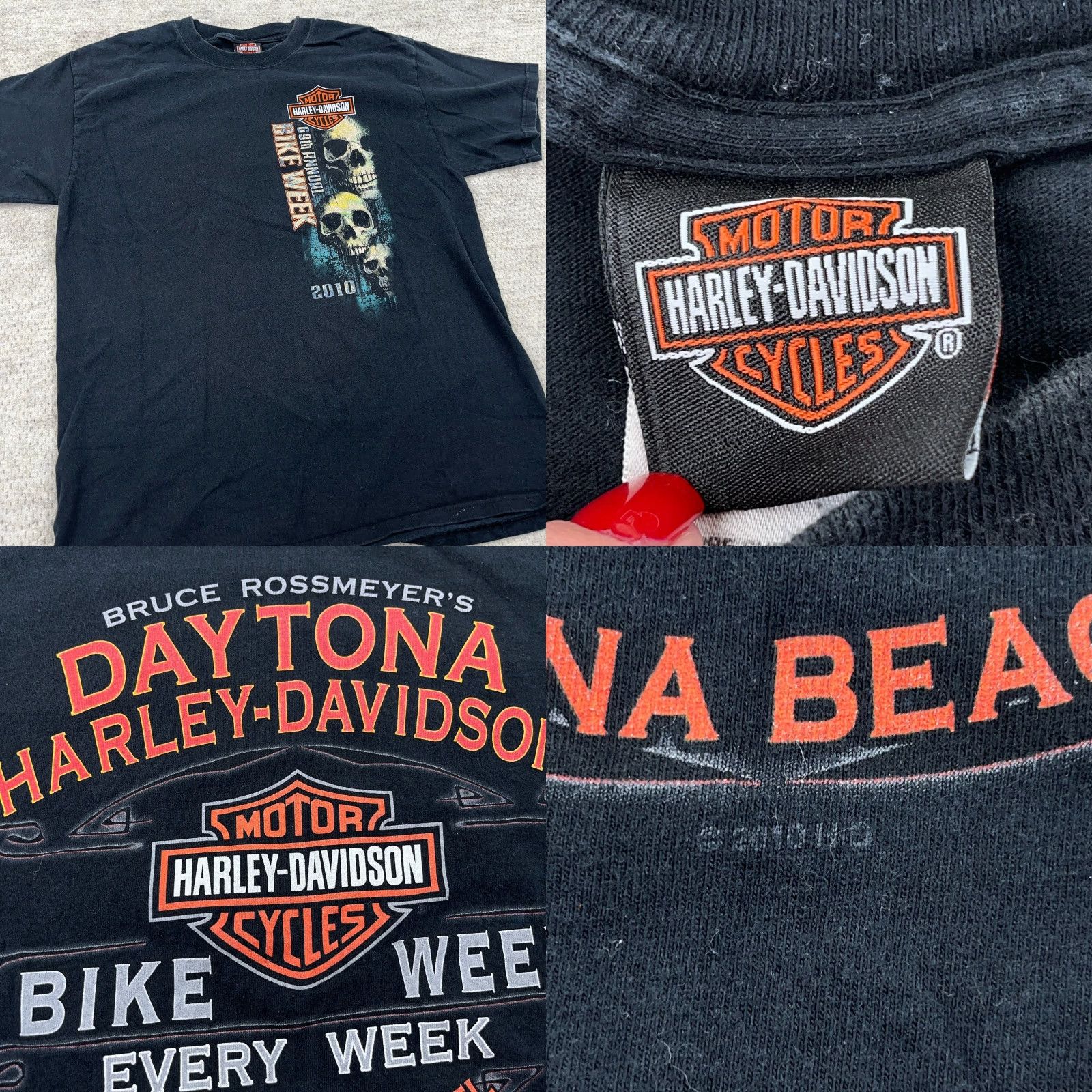 Harley Davidson VINTAGE Harley-Davidson Shirt Men L Black Graphic Print Short Sleeve Crew Neck 80s Biker Daytona Mens Size US L / EU 52-54 / 3 - 8 Thumbnail