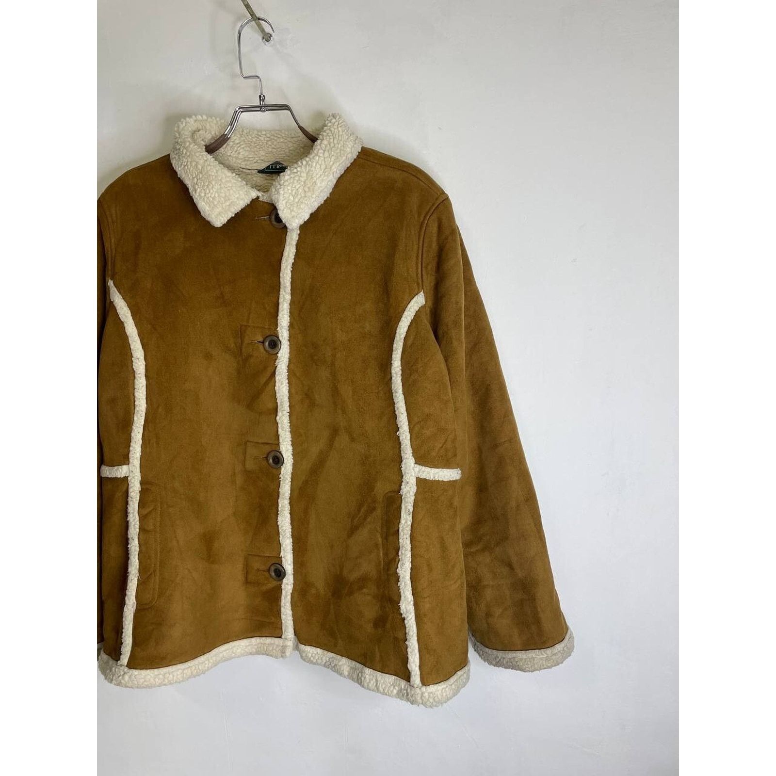 Other × Vintage Vintage Faux Shearling Brown Suede Jacket XL Sherpa Coat Size XL / US 12-14 / IT 48-50 - 5 Thumbnail