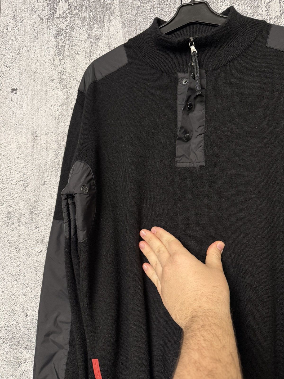 Prada Vintage Prada Sport Black Wool & Nylon Sweater Zip Pullover Size US L / EU 52-54 / 3 - 12 Thumbnail