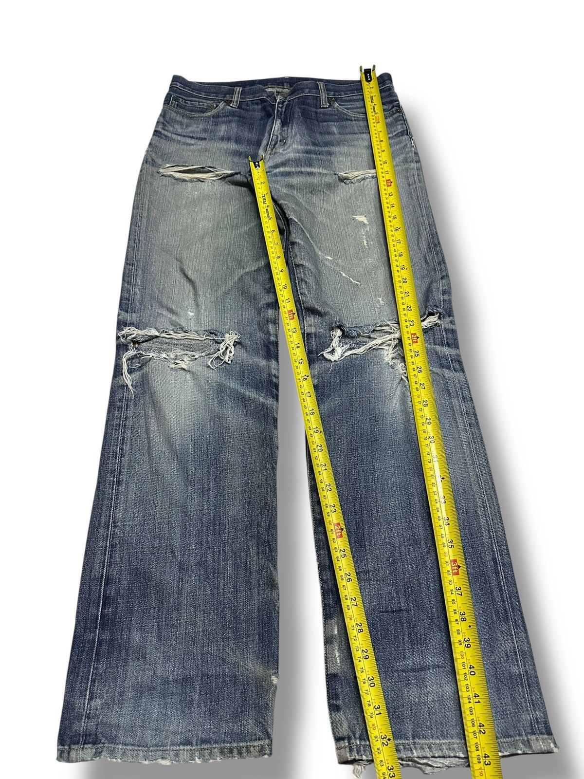 Uniqlo Vintage Uniqlo Distressed Ripped Jean Baggy Loose Faded Wash Size US 32 / EU 48 - 10 Thumbnail