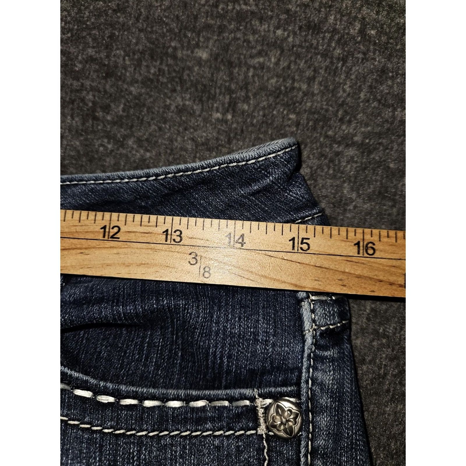 Miss Me Miss Me Jeans Womens 28 Cropped Skinny JE5758Y3 Embellished Rhinestone Sequin Embroidered Logo Patch Denim Jeans Blue 5-Pocket City Glam Womens Size 28" / US 6 / IT 42 - 4 Thumbnail