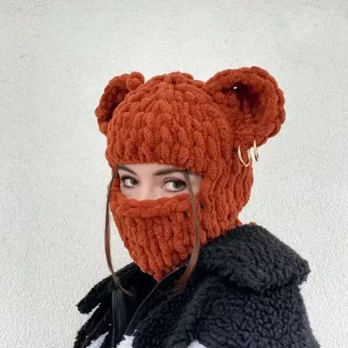 Other Handmade Knitted Balaclava Ski Mask Teddy Bear Style Size ONE SIZE - 2 Thumbnail
