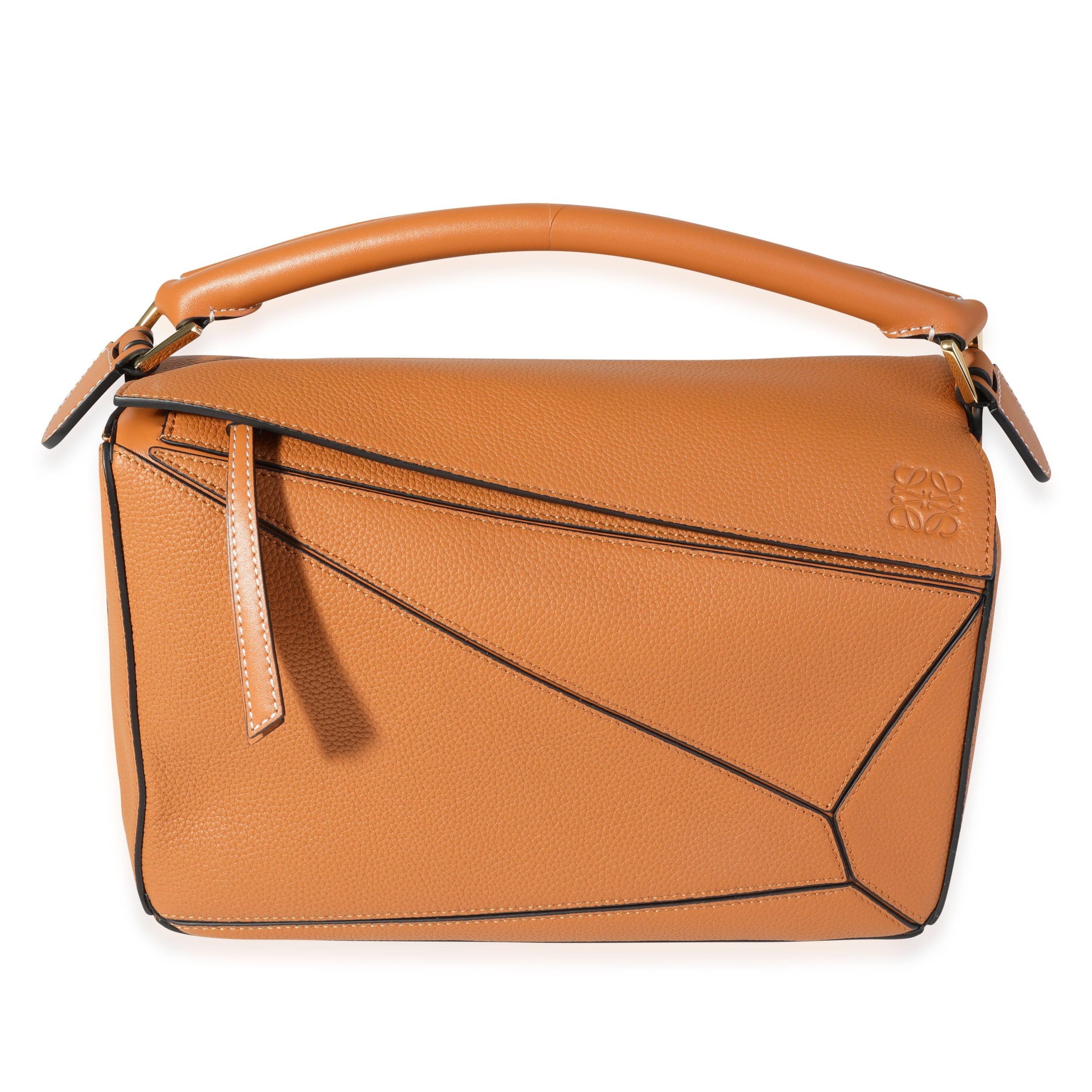image of Loewe Tan Grained Calfskin Medium Puzzle Bag in Brown, Women's