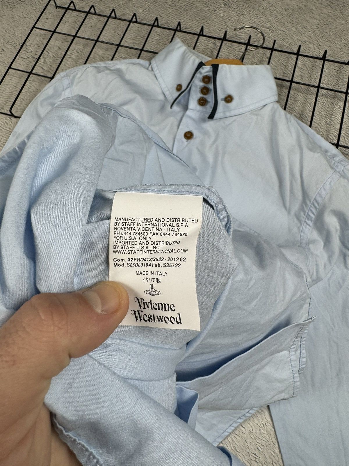 Vintage × Vivienne Westwood Blue Vivienne Westwood 3 Button Krall Shirt Orb Embroidery Size US XL / EU 56 / 4 - 10 Thumbnail