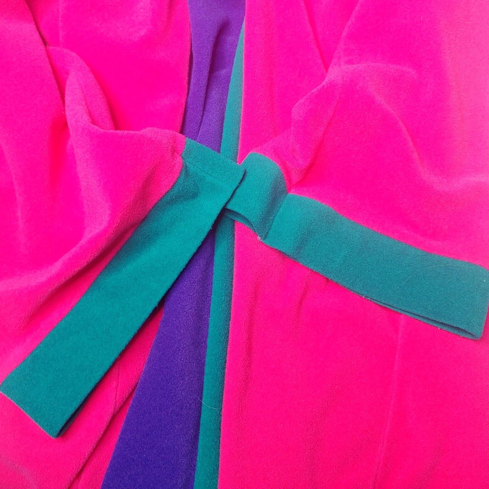 Vintage VINTAGE Vanity Fair Robe Large 1970s Pink Purple Teal Mod Long Sleeve Zip Up USA Size XXL / US 16-18 / IT 52-54 - 3 Thumbnail