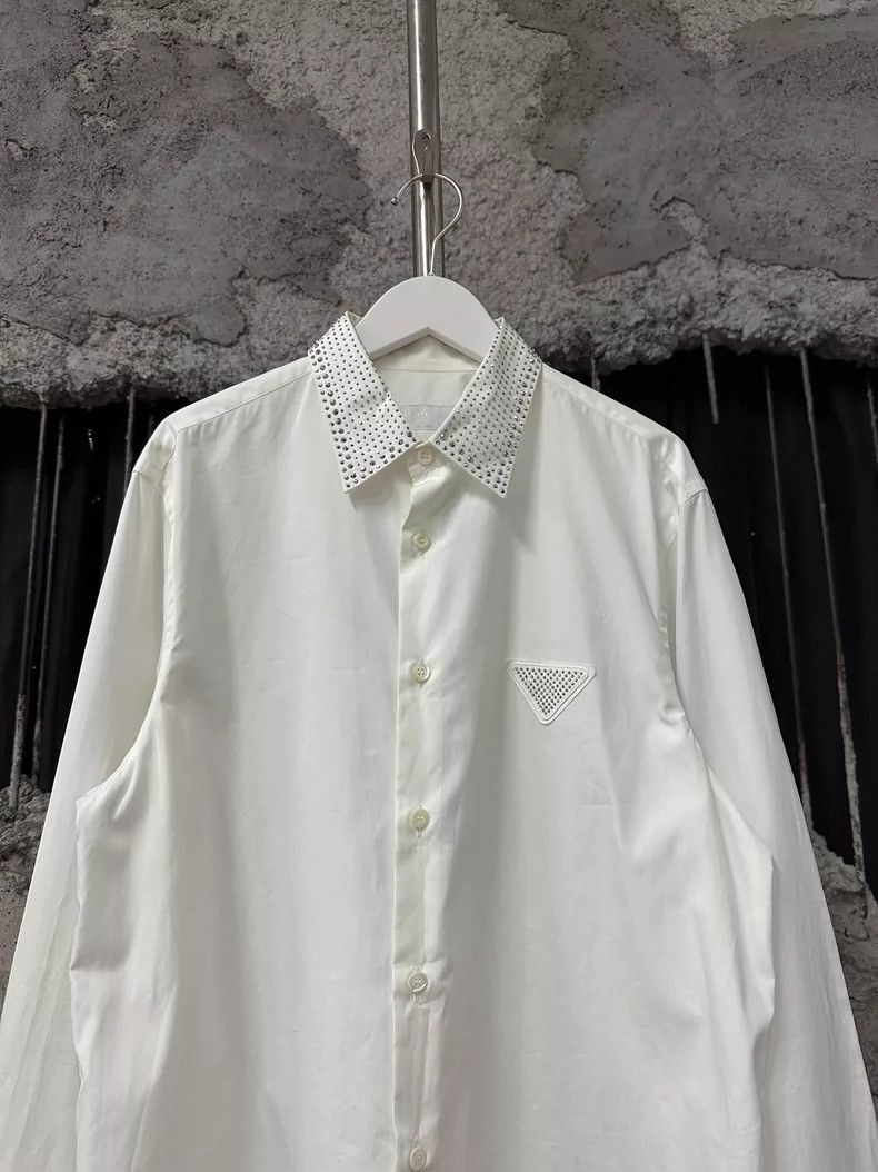 Prada Prada Long Sleeve Shirt with Rhinestone Collar-2506 Size US M / EU 48-50 / 2 - 3 Thumbnail