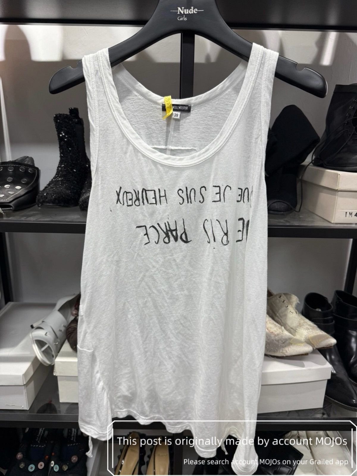 Ann Demeulemeester Ann Demeulemeester Up side Down Slogan Tank Top mojos9 Size US S / EU 44-46 / 1 - 1 Thumbnail