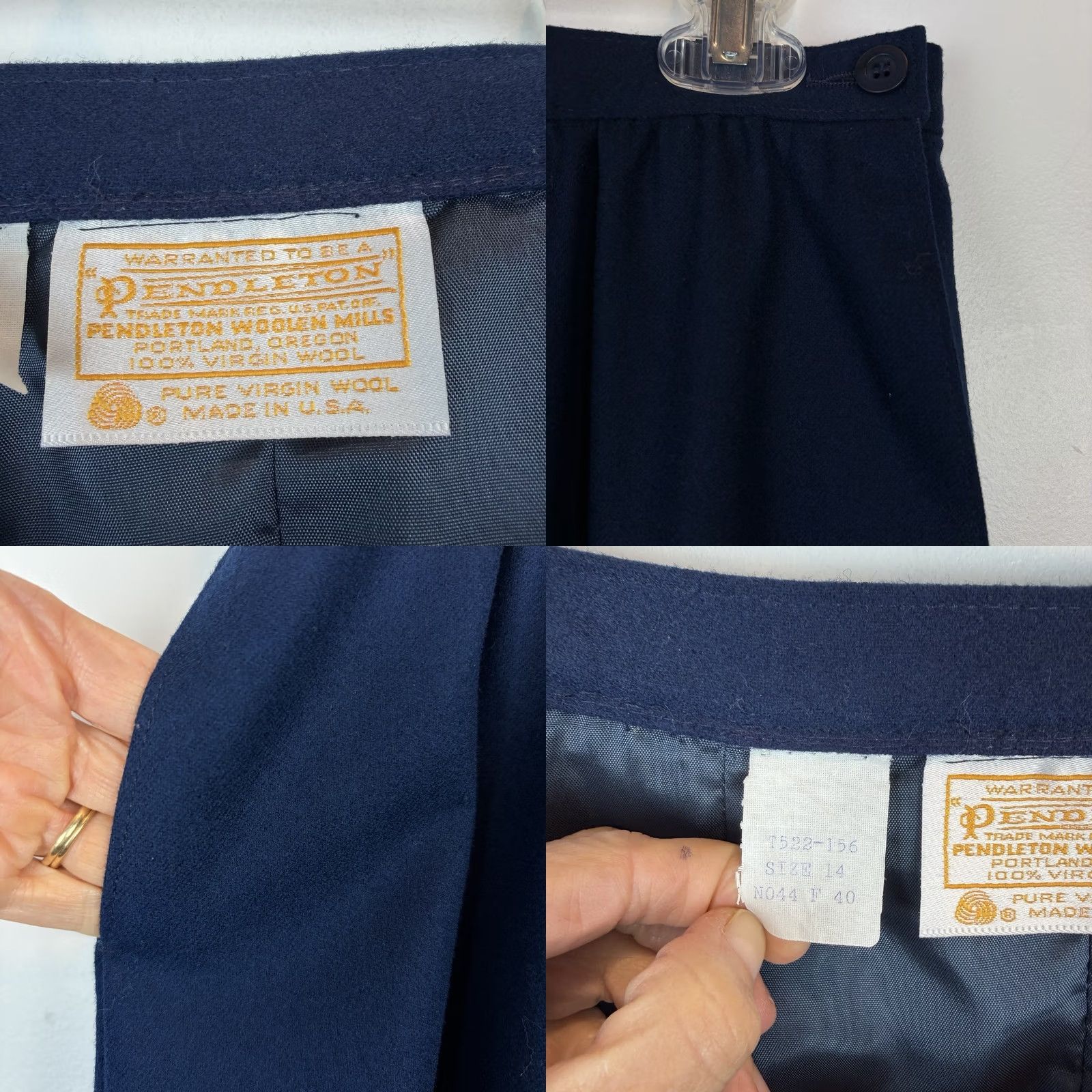 Pendleton VINTAGE Pendleton Wool Blazer Womens Skirt Suit Set Navy Blue Made USA Academia Jacket Skirt 2 Piece Wool 100% Plaid Size 36" / US 14 / IT 50 - 9 Thumbnail