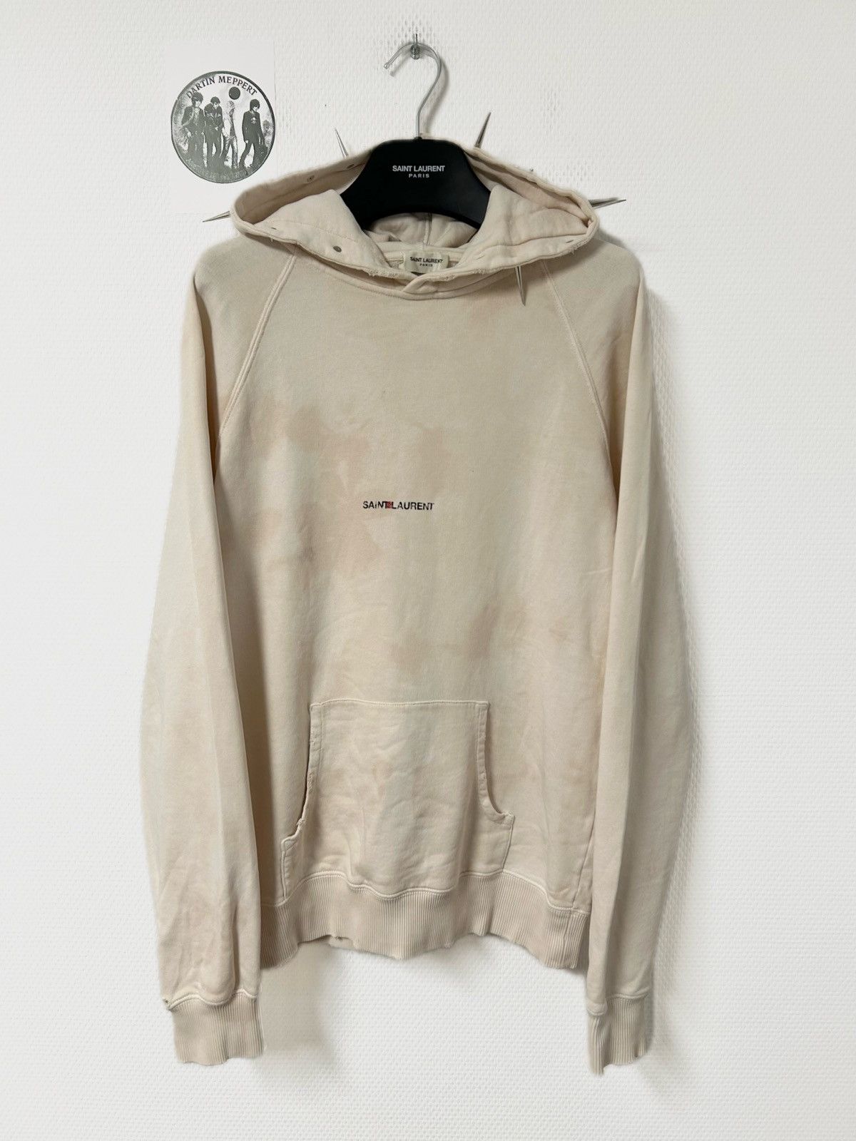 Saint Laurent Paris SS2018 Tie-Dye Distressed Logo Hoodie Size US S / EU 44-46 / 1 - 1 Thumbnail